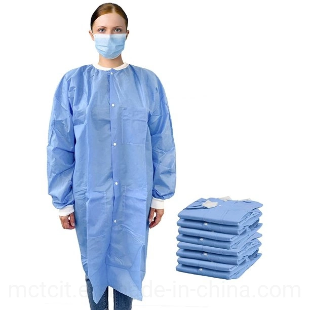 Disposable Nonwoven PP Lab Coat with Pockets